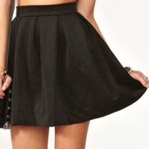 satin feel high waisted skirt